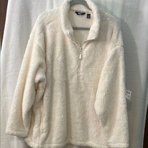 Lands End Cozy Cream Fleece Pullover Sweatshirt.  Super soft new with tags.